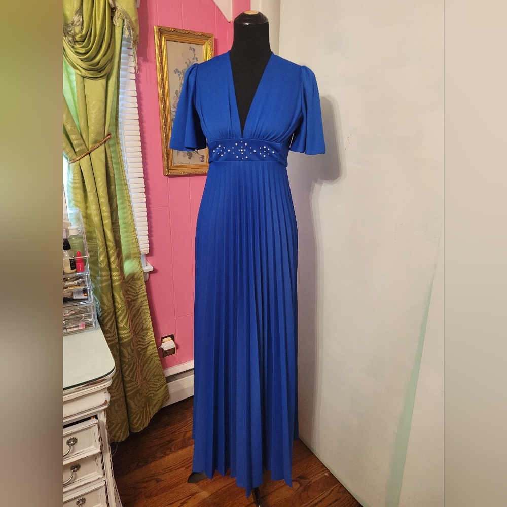 Vintage Electric Blue Maxi Dress